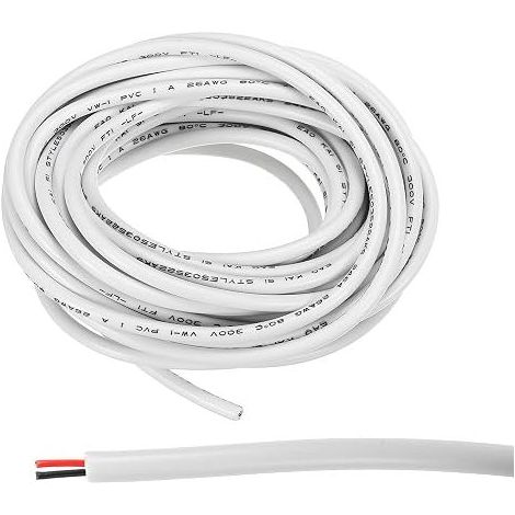 QUARKZMAN 26Awg Electric Wire 2 Conductors Ul2464 Led Power Supply Lighting Cable Tin Copper 9.8Ft Low Voltage Pvc Case Soft Extension Cord White for Led Strips Lamps Lighting (1/5)