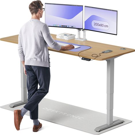Desktronic Bureau assis debout HomePro - 200x80cm - Chêne/Gris