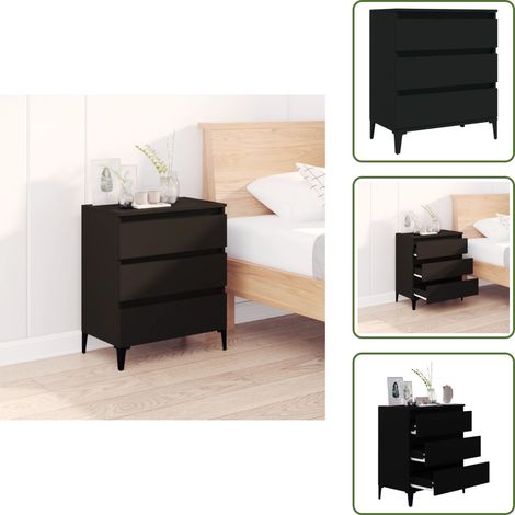 Buffet Noir 60x35x70 cm Bois d'ingénierie - Buffet Noir - Meuble Rangement - Armoire Moderne - Mobilier Salon - Décoration Intérieure (1/5)