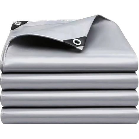 Bâche imperméable ultra-résistante, 3x4m, argentée, résistante aux UV et aux déchirures, adaptée aux terrasses et toitures extérieures. (1/5)