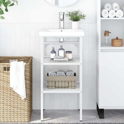 vidaXL Cadre de lavabo de salle de bain Blanc 40x38x83 cm Fer (1/5)