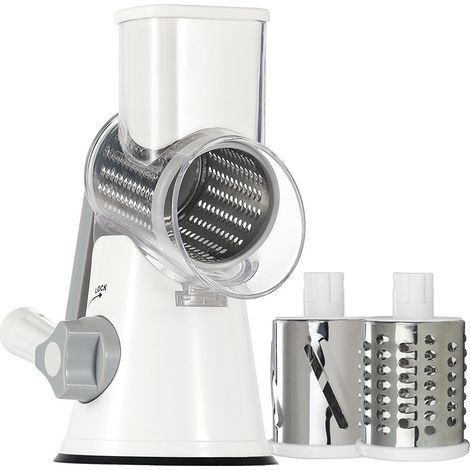 Cheese Grater, Vegetable Grater with 3 Drum Blades, Kitchen Grater for Easier Cutting, Vegetable Slicer for Cheese, Cucumber, Carrots, Nuts (1/5)