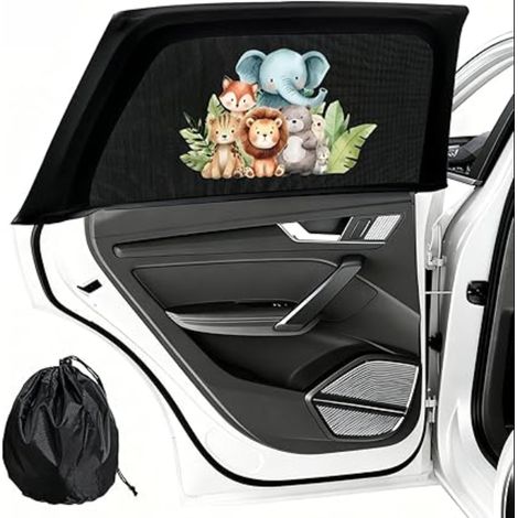 Pare Soleil Voiture Bébé et Animaux Chaussette Solaire UV Anti Moustiquaire Pare-soleils Auto Cache Vitre Véhicules (1/5)