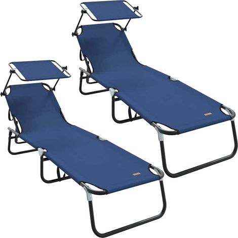 Maison Exclusive - Lettino prendisole pieghevole 2 pz Oxford Blu (1/5)