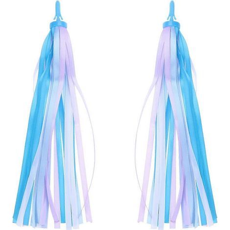 2 rubans à pompons pour guidon de trottinette garçon/vélo enfant, ruban coloré pour fille. Bleu (1/5)