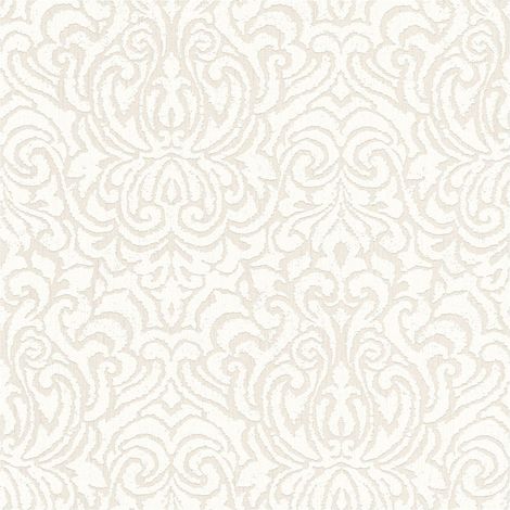 Barock Tapete Profhome 961935 Textiltapete strukturiert mit Ornamenten matt creme weiß 5,33 m2 (1/5)
