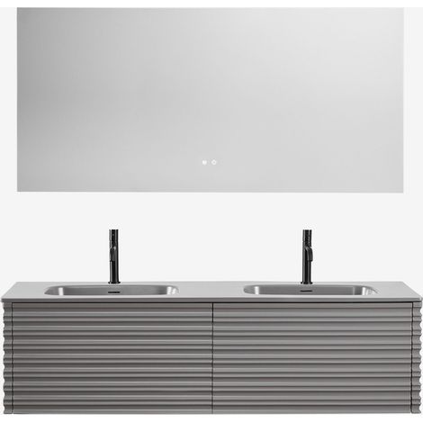 Set di mobili da bagno sospesi 160x50 cm in legno con lavabi integrati Noura SKLUM (1/5)