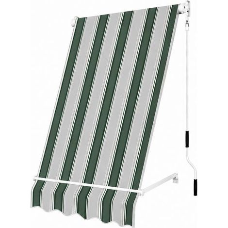 Tenda da Sole a Caduta 100x250cm da Balcone Senza Cassone con Mantovana e Asta BEIGE/VERDE (1/5)
