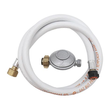Dipra – Tuyau flexible renforcé 1,5m pour gaz butane – Détendeur à sécurité – Pression 28-30 mbar – Certifié NF – Écrou anti-torsion