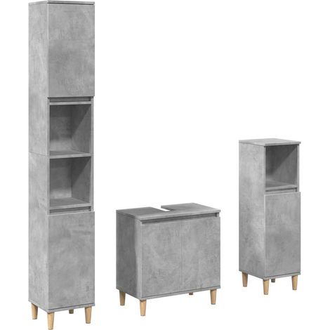 Maison Exclusive - 3-tlg. Badmöbel-Set Betongrau Holzwerkstoff