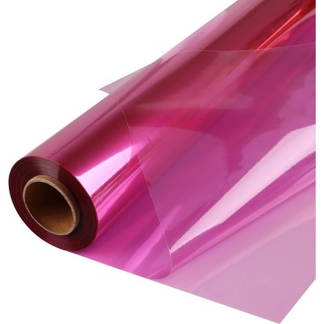 Rollo de papel celofán rosa  Desplegado 80cm ancho x 1m largo  Rosa translúcido 0,05 mm de espesor  Regalos, cestas, golosinas  Decoración de celofán de colores (1/5)