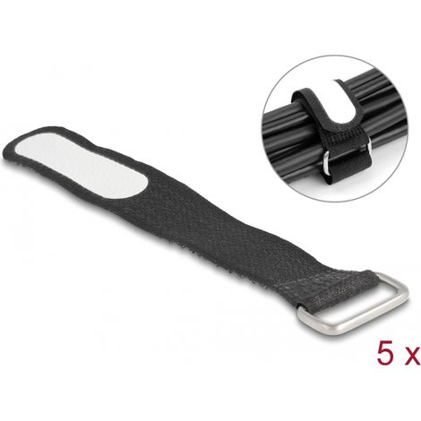 Delock Brida autoadherente con lazo y grifo de etiqueta LA 127 x AN 20 mm negro 5 piezas