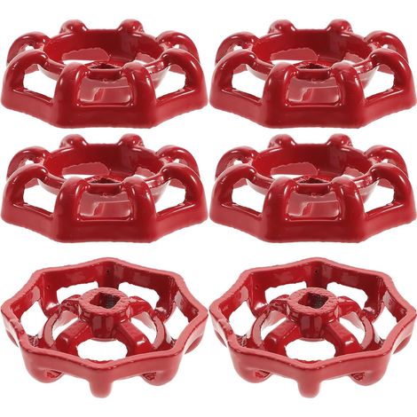6 Pièces Poignée de Robinet en Fer Rouge Ronde, pour Valve (1/5)