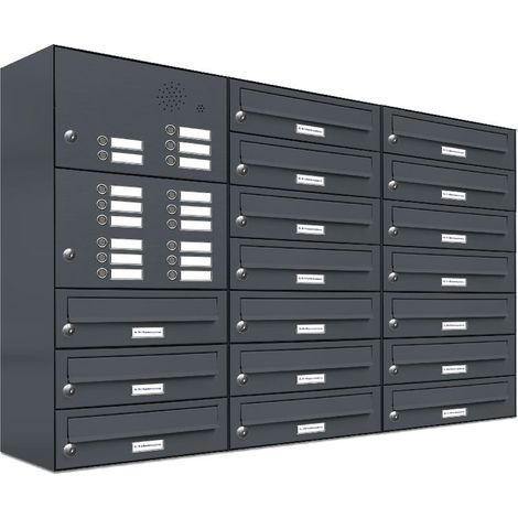 17er Briefkasten Anlage Aufputz - Wandmontage RAL 7016 Anthrazit Klingel (1/5)