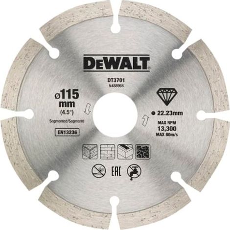 Dewalt 115mm (4.5") Dry Diamond Angle Grinder Cutting Discs – Segmented Blade, 2-Pack (1/4)