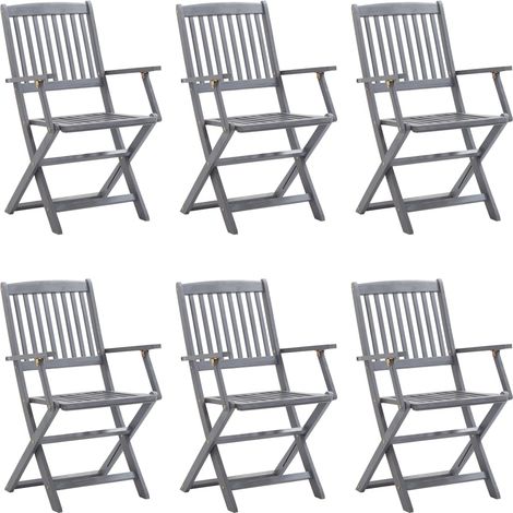 Maison Exclusive - Sedie da Giardino Pieghevoli 6 pz con Cuscini Massello Acacia