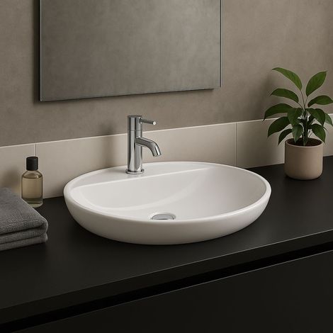 RAK Variant Oval Drop-In Wash Basin 500mm Wide 1 Tap Hole - Alpine White (1/3)