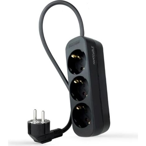 Multipresa Nanocable 3 prese nero 3680 W 250 V (1/3)