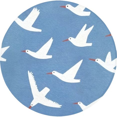 TAPPETINO DA BAGNO Uccelli - Bianco - Motivo 70x70 cm