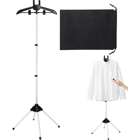 Ferro da stiro a vapore REWYTAZ con borsa portaoggetti - Stendibiancheria - 160 x 57 x 46 cm - Ferro da stiro pieghevole - Altezza regolabile - Nero (1/5)