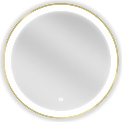 Mexen Esso specchio da bagno illuminato, rotondo 60 cm, LED 6000K, antiappannamento, cornice dorata - 9825-060-060-611-50 (1/5)