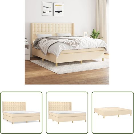 Matratze - Boxspringbett mit Matratze Creme 160x200 cm Stoff (1/5)