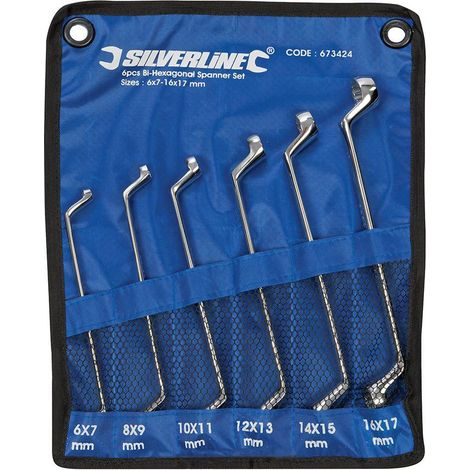 JEU DE 6 CLÉS À OEIL DOUBLE BI-COUDÉES 6 - 17 MM SILVERLINE 673424 (1/2)