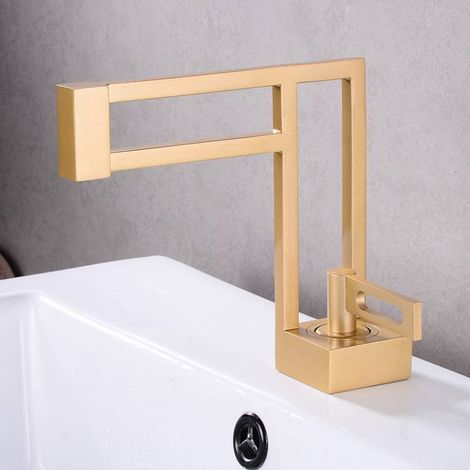 Hot and cold water faucets for the bathroom, brass basin faucets, golden brass bathroom faucets, mixer taps, countertop basin faucets (1/3)