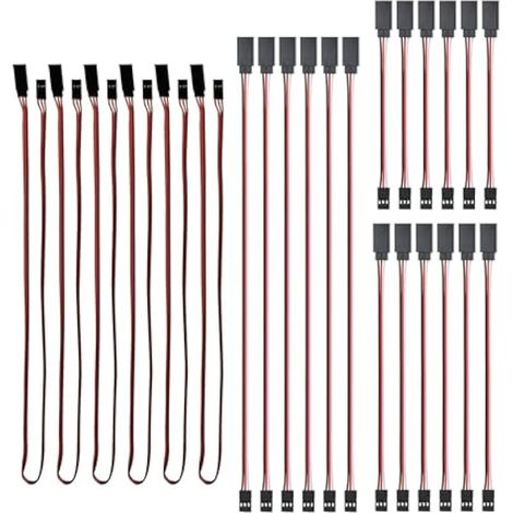 24 Pièces JR Style Servo Extension, Rallonge Servo RC, Câble d'Allongement de Fil Servo, 3 Broches Câble D'extension JR Plug Futaba 10cm/15cm/30cm/50cm (1/5)