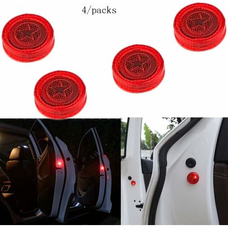 Voyant de porte de voiture avec stroboscope rouge clignotant Led feux de sécurité ouverts Lampes LED magnétique Étanche sans fil Universel rouge système proximité Instant On/Off 4/Pack (1/5)