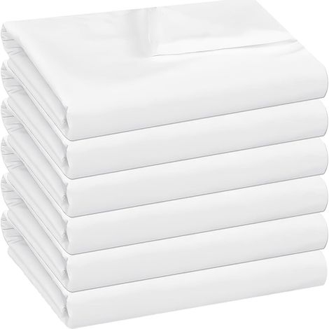 Lot de 6 draps de lit sans élastique - Parure de lit 225 x 260 cm - Drap plat en microfibre brossée douce pour hôpital, table de massage, hôtel, voyages (1/5)
