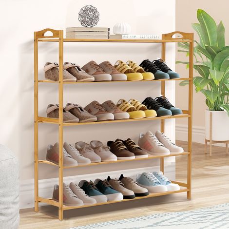 Youyijia Bamboo Shoe Rack 5-Tier Shoes Storage 79 X 23 X 85cm Large Storage Capacity Multipurpose Shelf Wood Footwear Shelves Plant Display Stand for Closet Entryway Bathroom Bedroom Light Yellow (1/5)