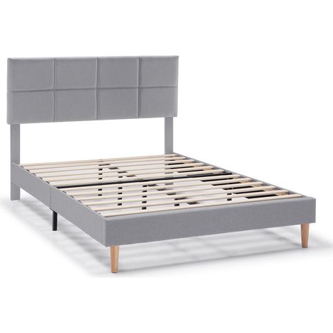 Estructura de cama tapizada Silvi de 30 cm, 90x190 cm, Gris Claro