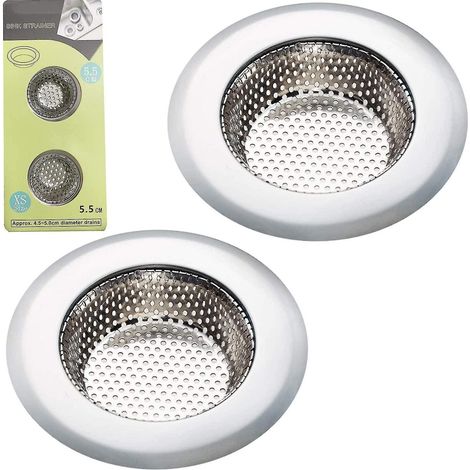 Lot de 2 mini crépines de vidange de salle de bain - Acier inoxydable, petit rebord large de 5,6 cm de diamètre (1/4)