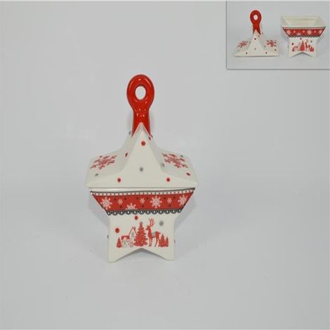 Cofanetto stella in ceramica di natale da decorazioni per addobbi natalizi 14cm (1/5)