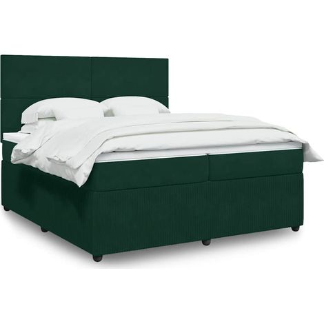 Boxspringbett mit Matratze Dunkelgrün 200x200 cm Samt