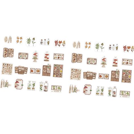 Set mit 40 Vintage-Stickern zum Scrapbooking, Cartoon-Design, selbstklebende PET-Folie, ästhetische Dekoration für Tagebücher, DIY-Notizbücher, Wildblumenmotiv (1/5)