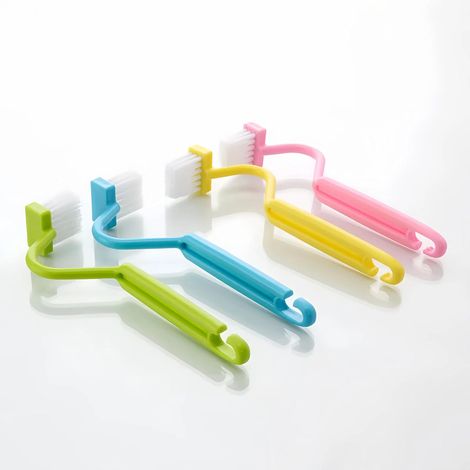Brosse Bord De Jante Toilette,Brosses de Toilettes Type V,Brosses de Nettoyage Multifonction,4PC Brosse de Toilette Balai WC pour Coins de Toilettes Poignée Incurvée (1/5)