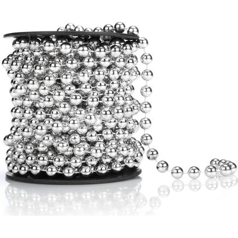 1X Guirlande de Perles pour Le Sapin de Noël - décoration de Sapin de Noël Ruban de Perles - décoration de Noël - décoration de Mariage - Argent 20 m (1/5)