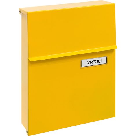 ARREGUI Line E6808 Briefkasten aus Verzinktem Stahl, Größe S (DIN A5 Post), Wandbriefkasten für den Außenbereich, Postkasten mit Schutzklappe, Witterungsbeständig, Einfache Montage, 2 Schlüssel, Gelb