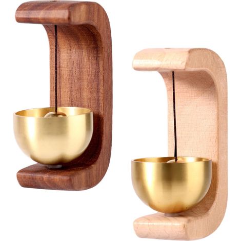 2pcs Sonnette de Commerçant pour Ouverture Porte, Sonnette Magnétique Design Simple Carillon en Bois pour Porte de Café Magasin Réfrigérateur (1/5)