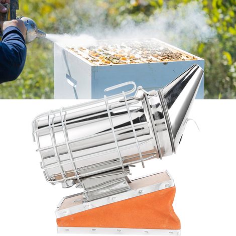 Ahumador de apicultor fabricado en cuero de vaca y acero inoxidable con funda protectora - equipo de apicultura (1/5)