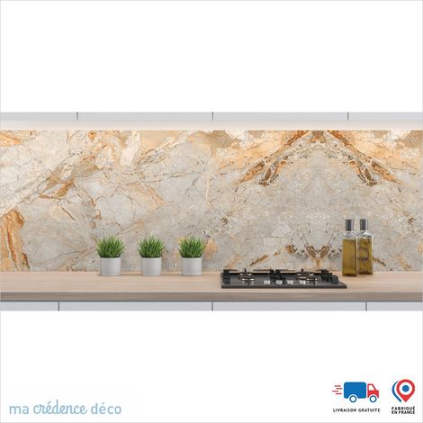 Crédence : Marbre di Canobio - Couleur Beige orange - Alu composite - 120 - 60 (1/3)