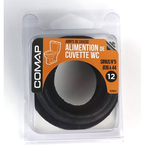 Comap – Alimentation de cuvette WC Sirius n°5 – Diamètre 36 à 44 mm – Caoutchouc noir – 1 unité – S279412