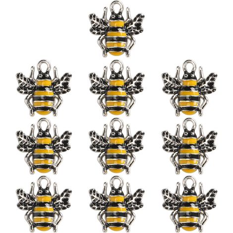 10Pcs DIY Pendants Oil Drip Bee Shape Alloy Pendant Craft Jewelry Making Ornaments (1/5)