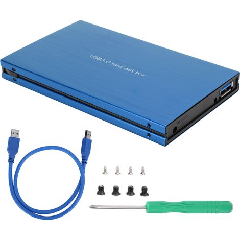 Boîtier Disque Dur 2.5 Pouces - Interface SATA USB 3.0 - Compatible SSD HDD - Bleu - 1 Pièce (1/5)