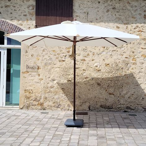 Parasol droit écru 3x3 m – Mât en bois 48 mm – Toile en polyester déperlant 200 gr/m2 – Protection UV 50+ – Soufflet de ventilation – Gecko Outdoor