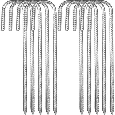 10 ancrages en acier en forme de J pour tente, piquets de 30 cm pour un ancrage sécurisé des trampolines et des auvents, conception robuste (1/5)