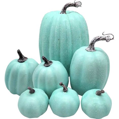 7 Pcs Artificial Pumpkin Cute Lifelike Foam Harvest Pumpkins for Autumn Holiday Decor Green (1/5)