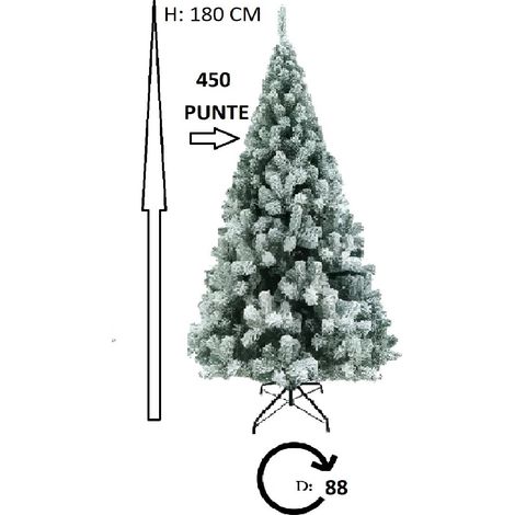 Albero di natale innevato bianco neve CM 150- 180-210-240 apertura ad ombrello artificiale  pino ignifugo casa ufficio condominio - MISURA: 180 CM